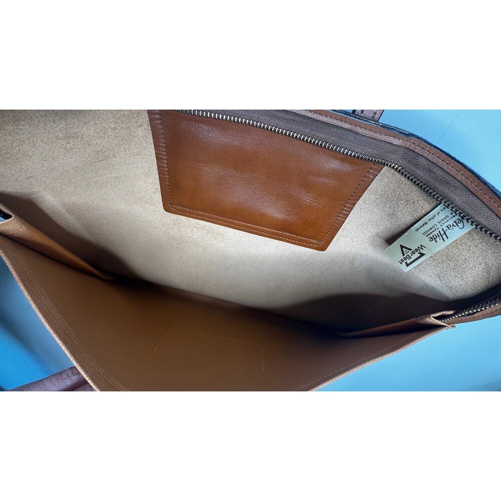 1970s Wear Best VelvaHide Leather Portfolio Briefcase Brown Zip Case - Picture 11 of 16